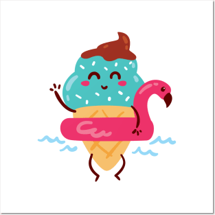 Summer Cute Kawaii Design Ice-cream Posters and Art